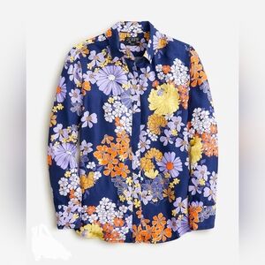 J. CREW Classic-fit cupro-blend shirt in dusk floral print, SZ 8